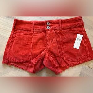 NEW Pilcro Anthropologie Corduroy Shorts 26 Cords Red/Coral Low Rise Wanderer